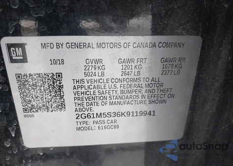 2019 Cadillac Xts Luxury z USA, uszkodzony, nr VIN 2G61M5S36K9119941